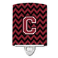 Carolines Treasures Letter C Chevron Garnet and Black Ceramic Night Light, 6x4, Multicolor
