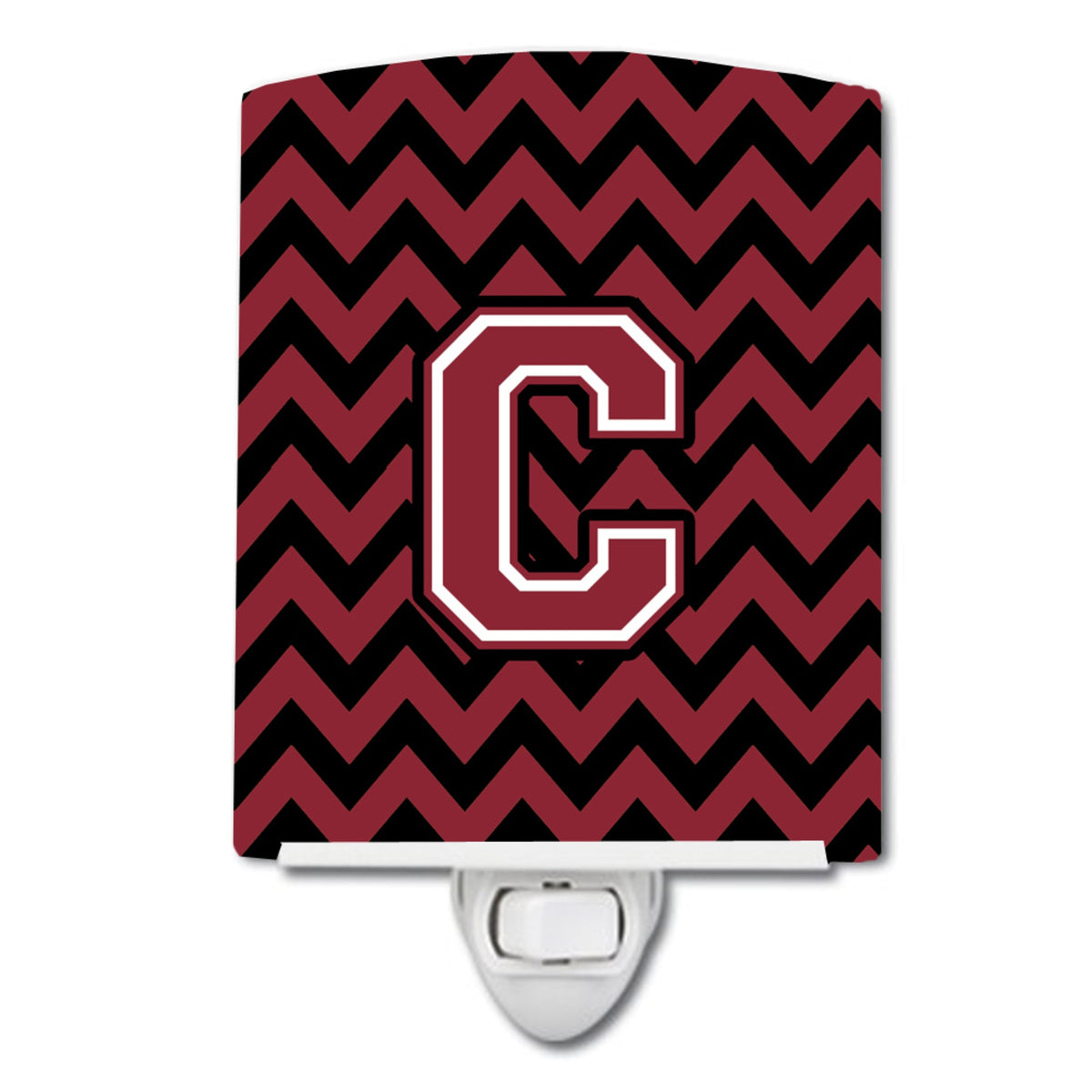Carolines Treasures Letter C Chevron Garnet and Black Ceramic Night Light, 6x4, Multicolor