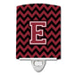Carolines Treasures Letter E Chevron Garnet and Black Ceramic Night Light, 6x4, Multicolor