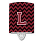Carolines Treasures Letter L Chevron Garnet and Black Ceramic Night Light, 6x4, Multicolor