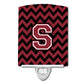 Carolines Treasures Letter S Chevron Garnet and Black Ceramic Night Light, 6x4, Multicolor