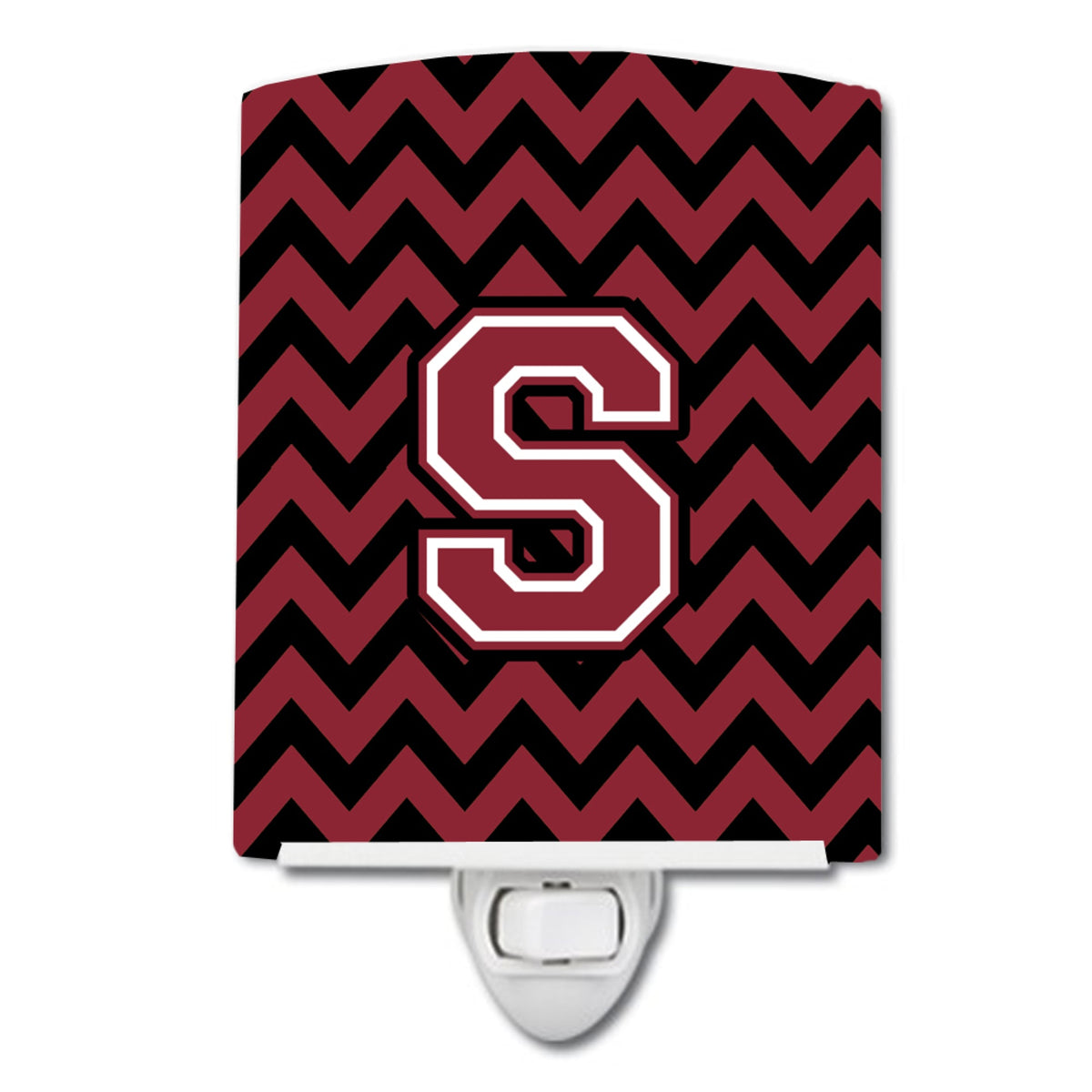 Carolines Treasures Letter S Chevron Garnet and Black Ceramic Night Light, 6x4, Multicolor
