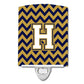 Carolines Treasures Letter H Chevron Navy Blue and Gold Ceramic Night Light, 6x4, Multicolor