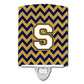 Carolines Treasures Letter S Chevron Navy Blue and Gold Ceramic Night Light, 6x4, Multicolor