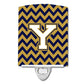 Carolines Treasures Letter Y Chevron Navy Blue and Gold Ceramic Night Light, 6x4, Multicolor