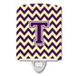 Carolines Treasures Letter T Chevron Purple and Gold Ceramic Night Light, 6x4, Multicolor