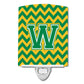 Carolines Treasures Letter W Chevron Green and Gold Ceramic Night Light, 6x4, Multicolor