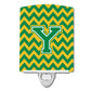 Carolines Treasures Letter Y Chevron Green and Gold Ceramic Night Light, 6x4, Multicolor