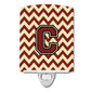 Carolines Treasures Letter C Chevron Maroon and Gold Ceramic Night Light, 6x4, Multicolor