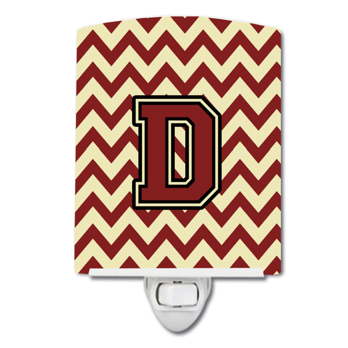 Carolines Treasures Letter D Chevron Maroon and Gold Ceramic Night Light, 6x4, Multicolor