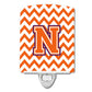 Carolines Treasures Letter N Chevron Orange and Regalia Ceramic Night Light, 6x4, Multicolor