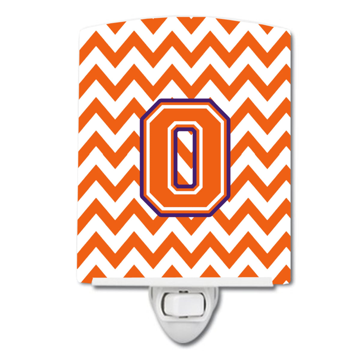 Carolines Treasures Letter O Chevron Orange and Regalia Ceramic Night Light, 6x4, Multicolor
