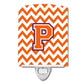 Carolines Treasures Letter P Chevron Orange and Regalia Ceramic Night Light, 6x4, Multicolor