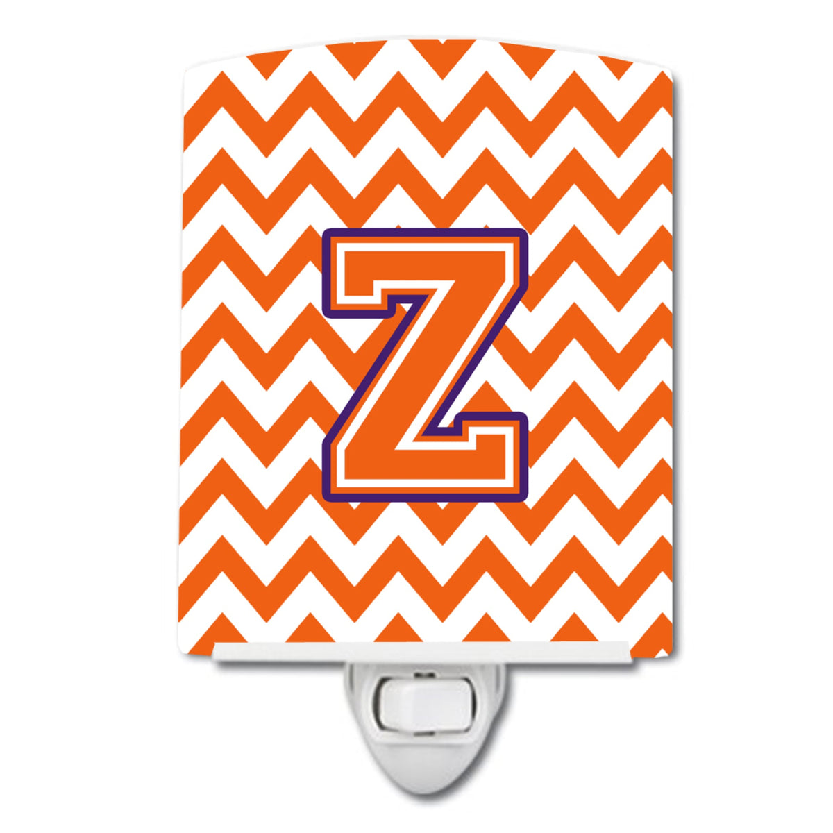 Carolines Treasures Letter Z Chevron Orange and Regalia Ceramic Night Light, 6x4, Multicolor