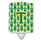Carolines Treasures Letter T Football Green and Gold Ceramic Night Light, 6x4, Multicolor