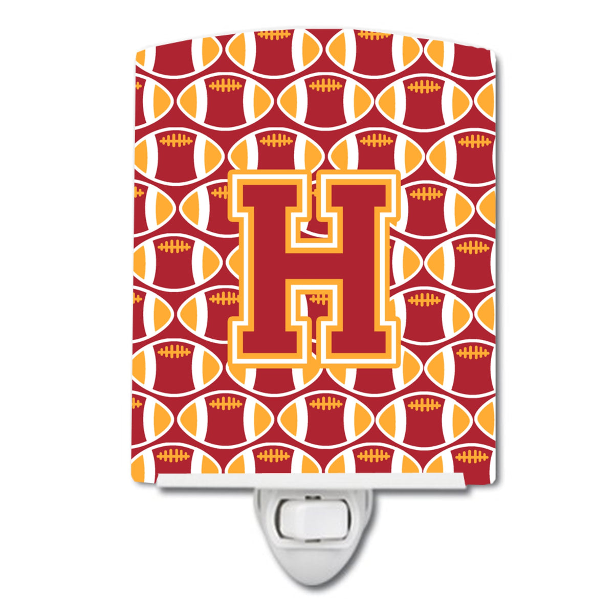 Carolines Treasures Letter H Football Cardinal and Gold Ceramic Night Light, 6x4, Multicolor