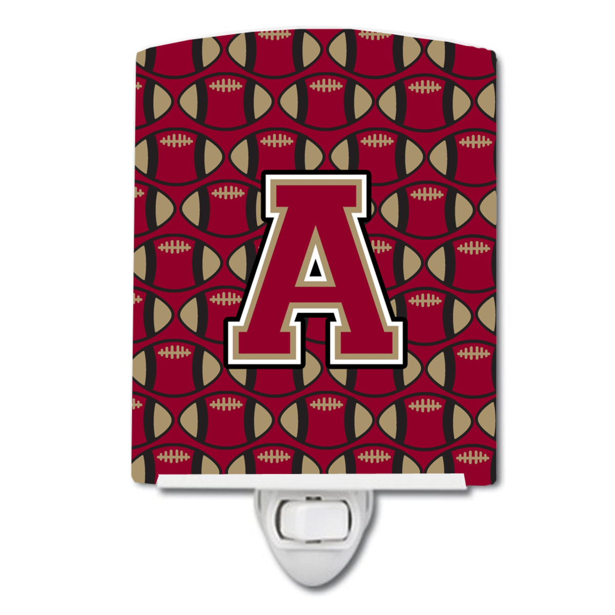 Carolines Treasures Letter A Football Garnet and Gold Ceramic Night Light, 6x4, Multicolor