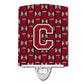 Carolines Treasures Letter C Football Garnet and Gold Ceramic Night Light, 6x4, Multicolor