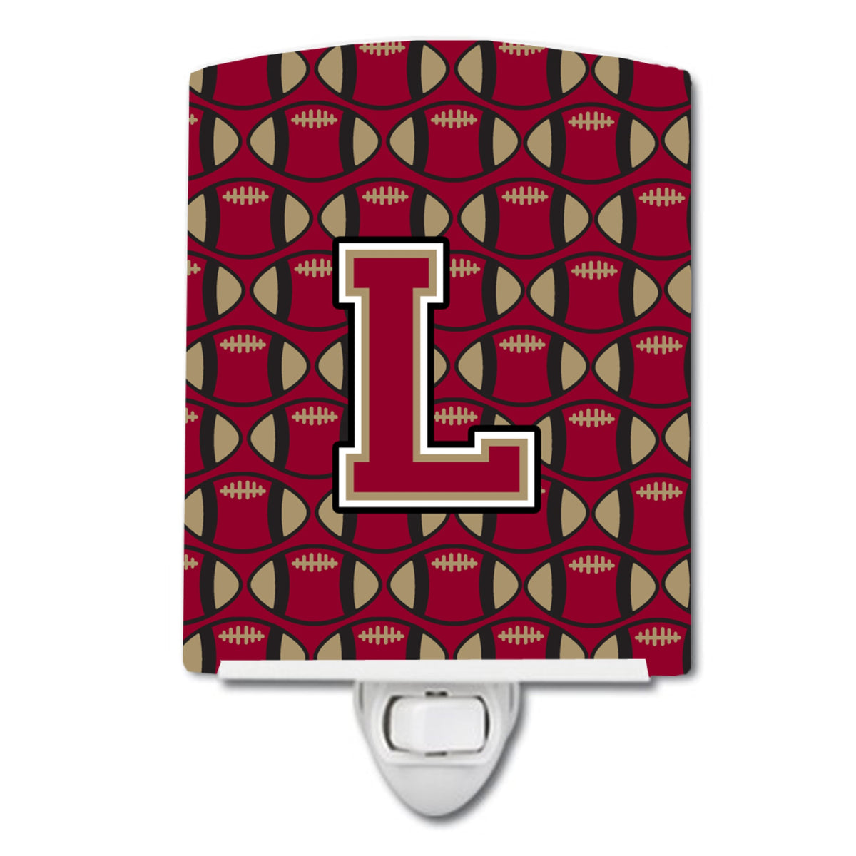 Carolines Treasures Letter L Football Garnet and Gold Ceramic Night Light, 6x4, Multicolor