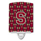 Carolines Treasures Letter S Football Garnet and Gold Ceramic Night Light, 6x4, Multicolor