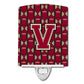 Carolines Treasures Letter V Football Garnet and Gold Ceramic Night Light, 6x4, Multicolor