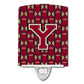 Carolines Treasures Letter Y Football Garnet and Gold Ceramic Night Light, 6x4, Multicolor
