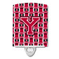 Carolines Treasures Letter Y Football Crimson and White Ceramic Night Light, 6x4, Multicolor