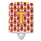 Carolines Treasures Letter T Football Maroon and Gold Ceramic Night Light, 6x4, Multicolor