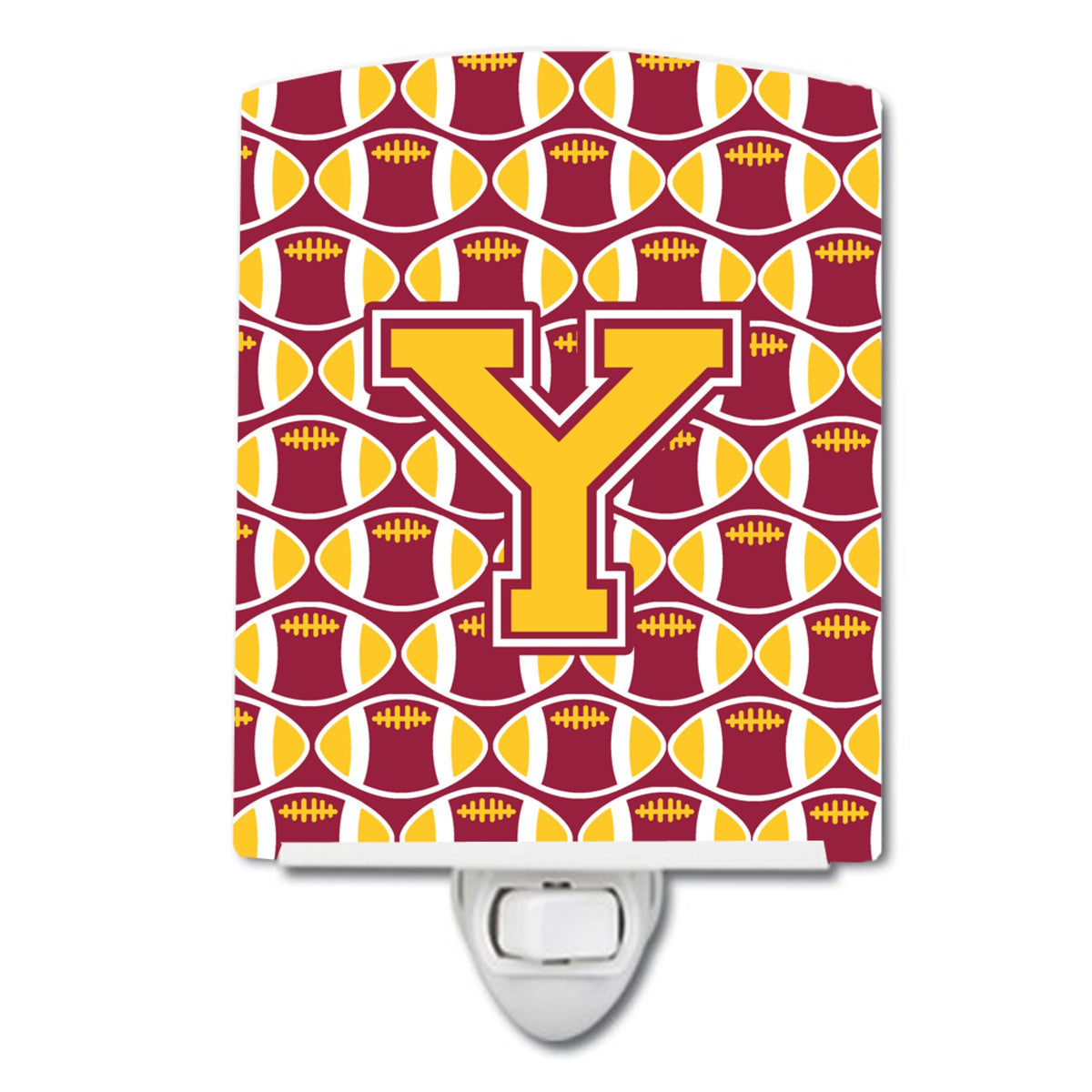 Carolines Treasures Letter Y Football Maroon and Gold Ceramic Night Light, 6x4, Multicolor