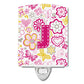 Carolines Treasures Letter J Flowers and Butterflies Pink Ceramic Night Light, 6x4, Multicolor