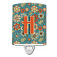 Carolines Treasures Letter H Flowers Retro Blue Ceramic Night Light, 6x4, Multicolor