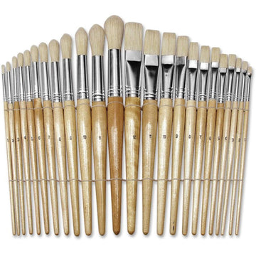 Creativity Street Preschool Brush Set - 24 Brush(es) Wood - Nickel Plated Ferrule