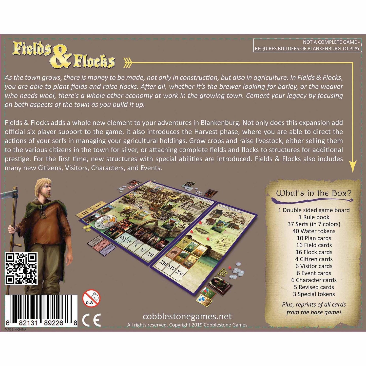 Cobblestone Games Builders Of Blankenburg: Fields & Flocks Expansion - Worker Placement Board Game, Ages 14+