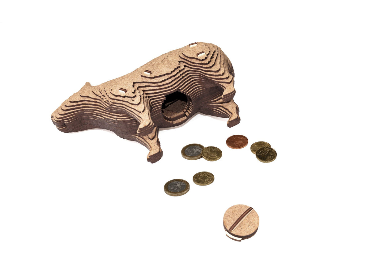 Capybara Coin Bank — Wooden Building Kit, 139 Pieces