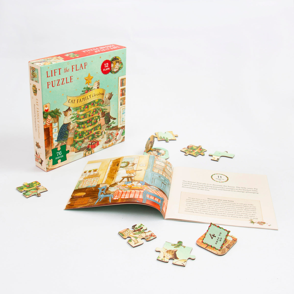 Cat Family Christmas 76 Piece "Lift the Flap" Jigsaw Puzzle Kaddo