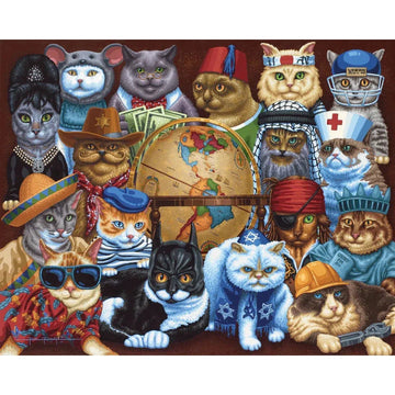 Cats Around the World 210 Piece Jigsaw Puzzle Dowdle