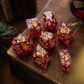 Christmas Red Snowflake Handmade Resin DND Dice Set
