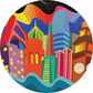 City Vibes by Jordan Herren 500 Piece Round Jigsaw Puzzle Pomegranate