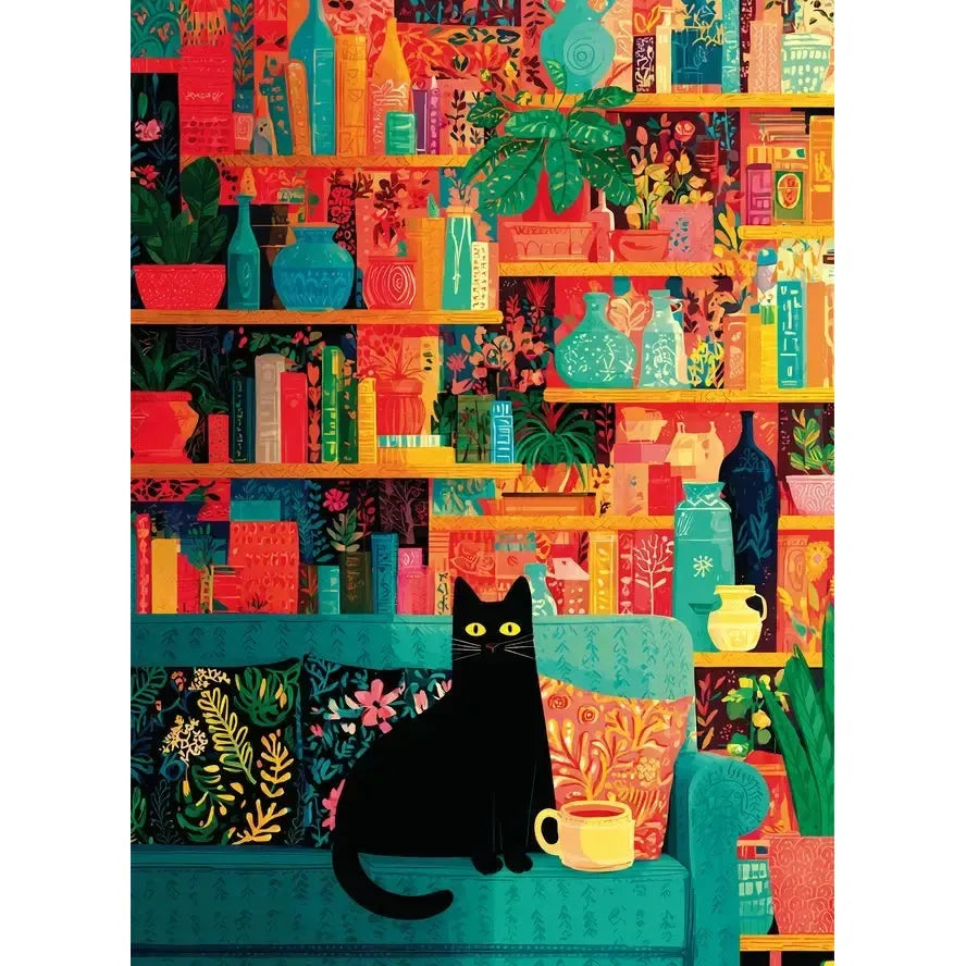 Coffee Cat Library 1000 Piece Jigsaw Puzzle Final Piece