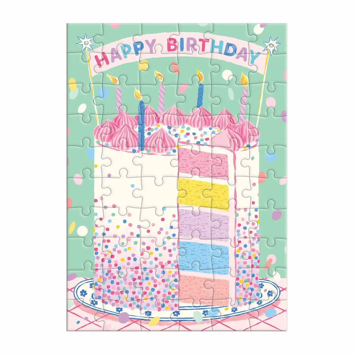 Confetti Birthday Cake Greeting Card 60 Piece Jigsaw Puzzle Galison