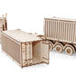 Container Semitrailer for Road King — Mechanical Wooden Model, 238 Pieces