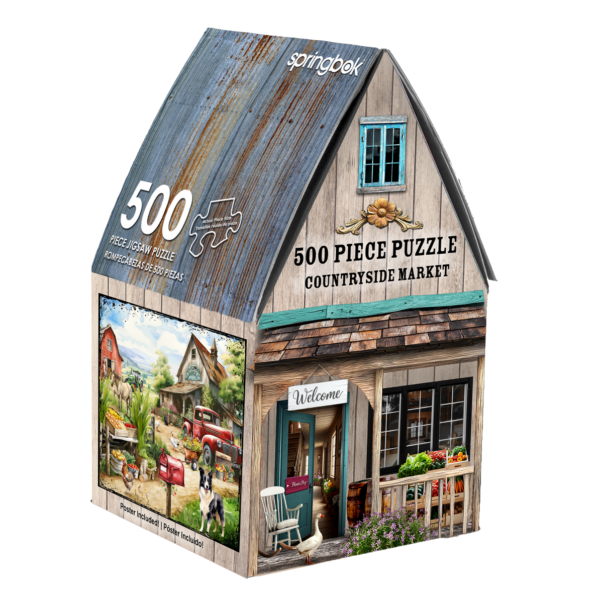 Countryside Market 500 Piece Jigsaw Puzzle in Shaped Box Springbok