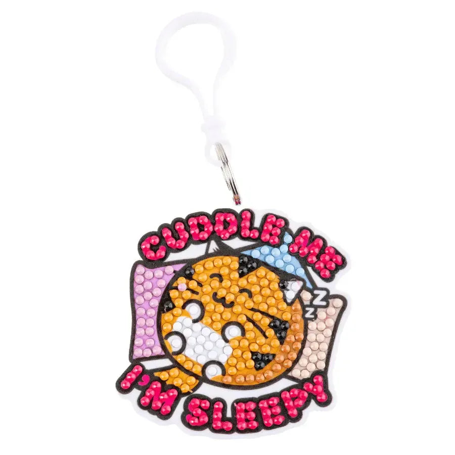 Cuddle Me I'm Sleepy Timmy Crystal Art Fuzz Balls Bag Charm Kit Craft Buddy