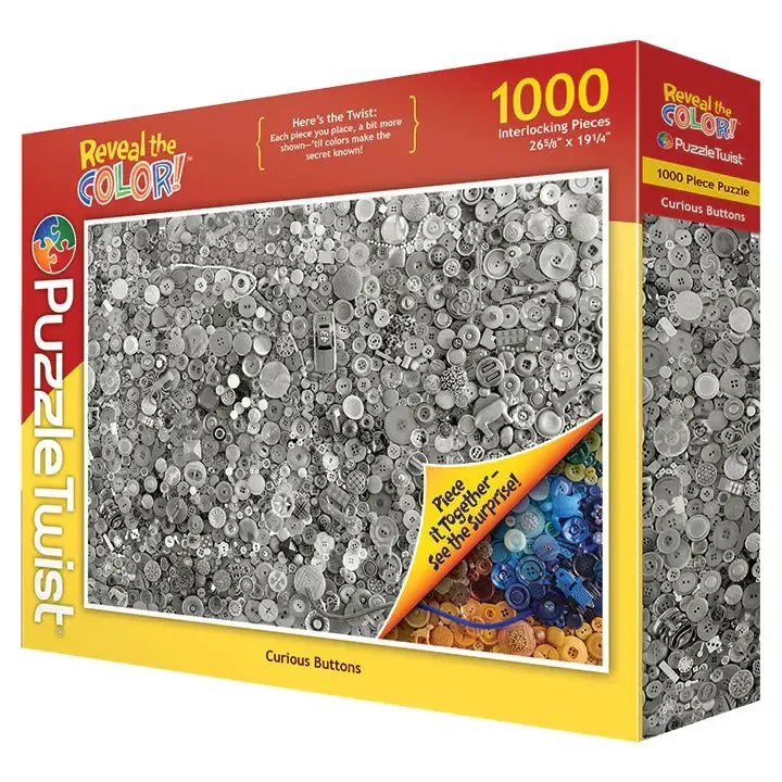 Curious Buttons "Reveal the Color" 1000 Piece Jigsaw Puzzle PuzzleTwist