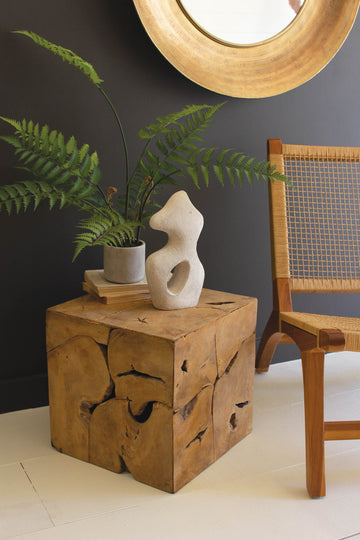 Kalalou Dam1002 Rustic Teak Wood Cube