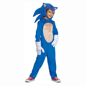 Sonic The Hedgehog Costume, Official Deluxe Sonic Movie Costume And Headpiece, Kids Size Large (10-12)