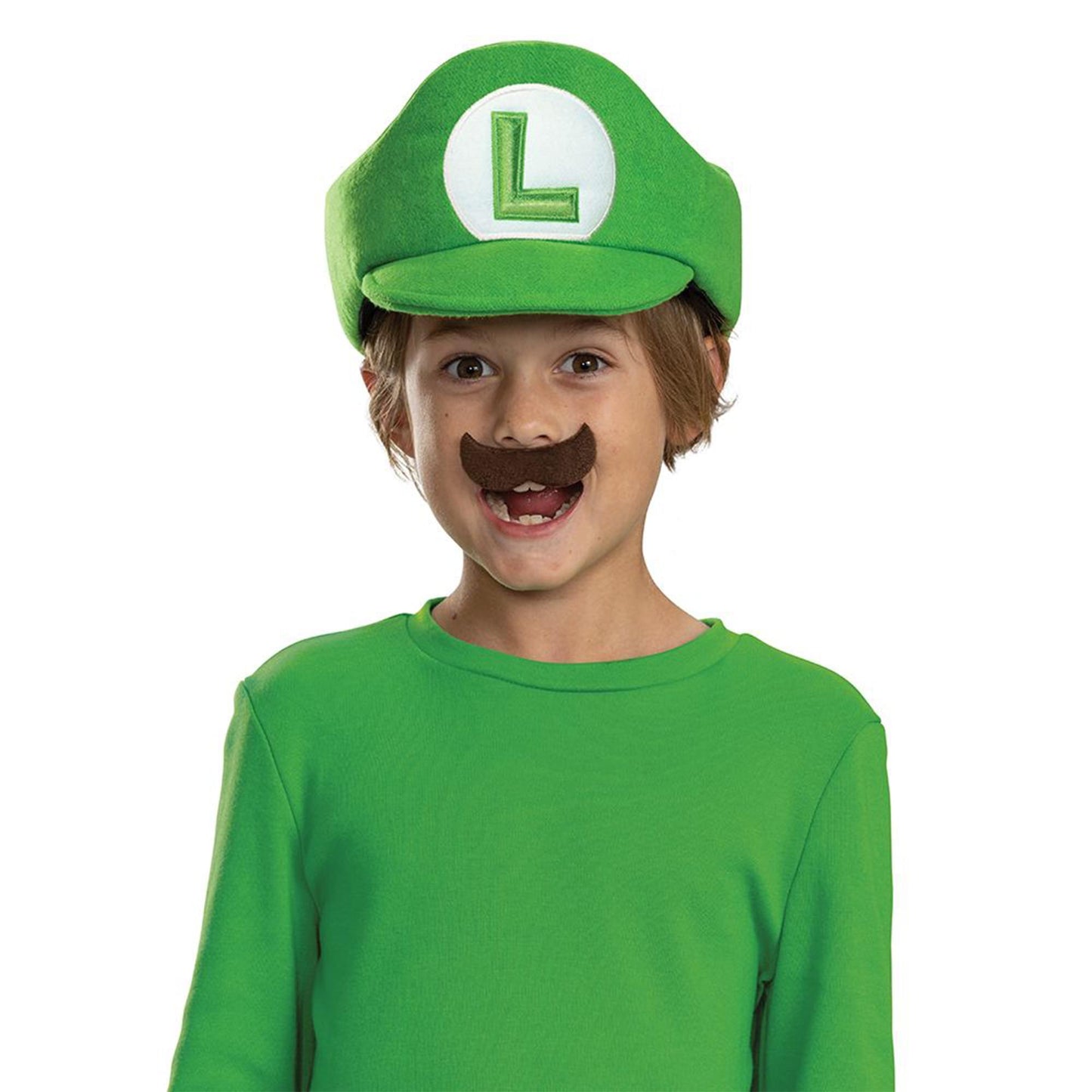 Super Mario Bros Luigi  Hat And Mustache Child Costume Kit