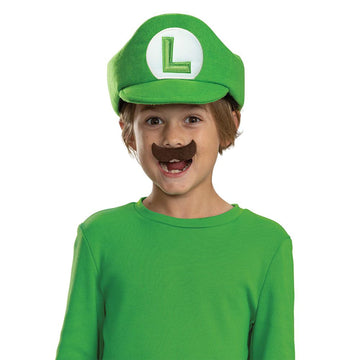 Super Mario Bros Luigi  Hat And Mustache Child Costume Kit