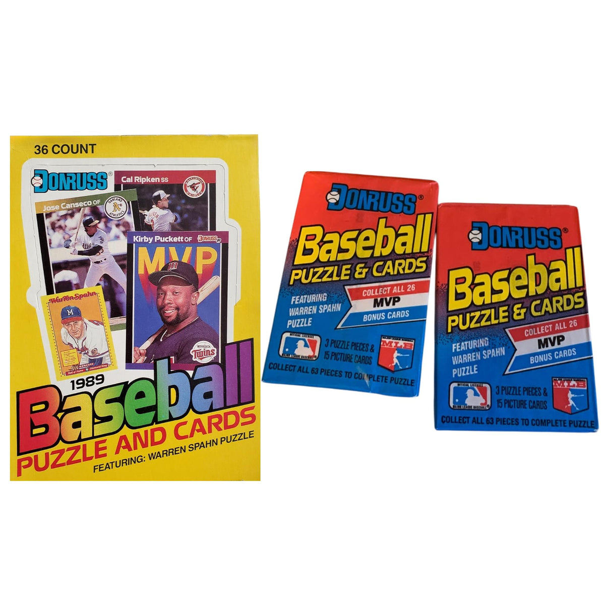 MLB 1989 Donruss Baseball Puzzle & Card Box| 36 Packs