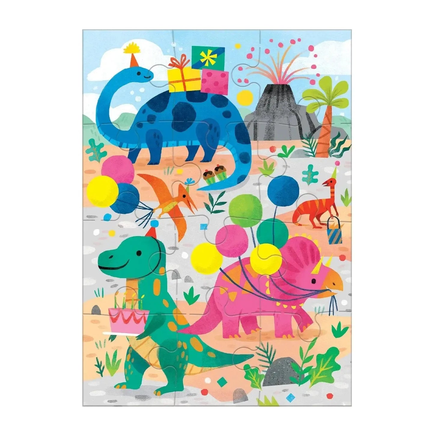 Dino Party Greeting Card 12 Piece Jigsaw Puzzle Mudpuppy